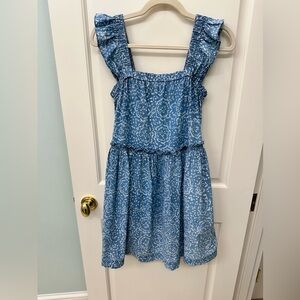 Madewell Blue Printed Ruffle-sleeve Sleeveless Dress size XS